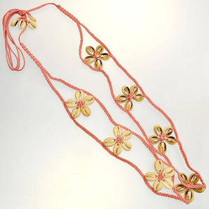 Fair Trade Belt - Cotton Cord with Shells - Pink