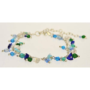 Fair Trade Bracelet - Recycled Blue, Clear and Green Glass Beads