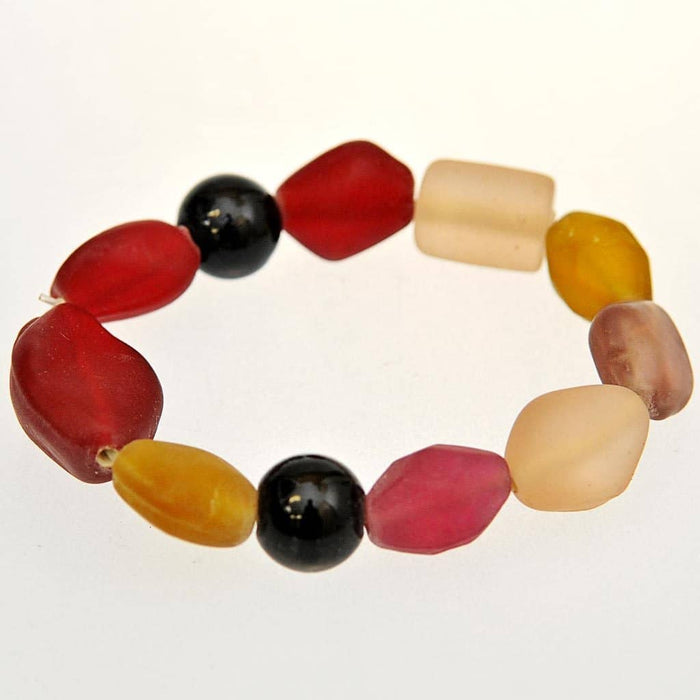 Fair Trade Bracelet - Recycled Glass - Purples, Reds, Blacks (WSL)