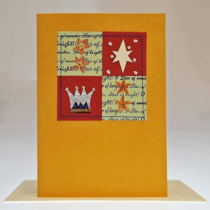 Fair Trade Christmas Card - Squares with Star & Crown (WSL)