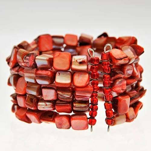 Fair Trade Coral Bead Bracelet - Red (WSL)