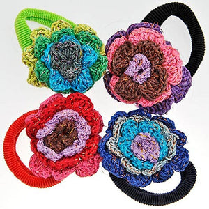 Fair Trade Crocheted Flower Hair Bobble - Green