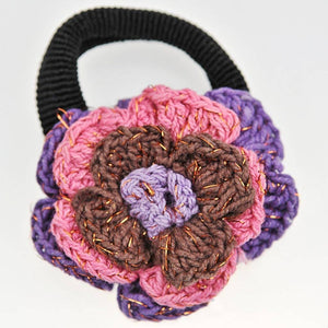 Fair Trade Crocheted Flower Hair Bobble - Purple