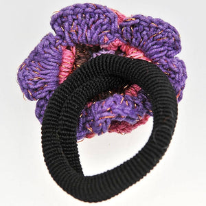 Fair Trade Crocheted Flower Hair Bobble - Purple