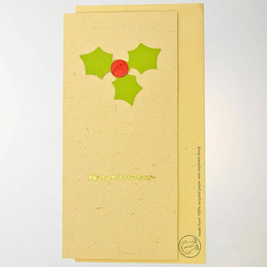 Fair Trade 'Ellie Poo' Christmas Card - Holly Sprig