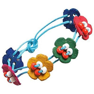 Fair Trade Friendship Bracelet - Leather Flowers