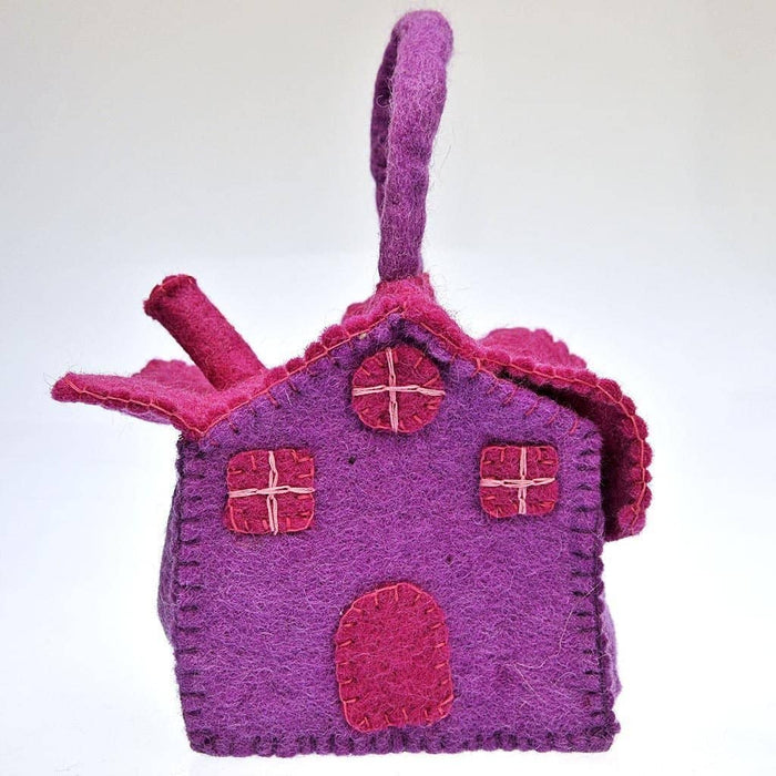 Fair Trade Funky Felt House Handbag - Pink/Pink (WSL)