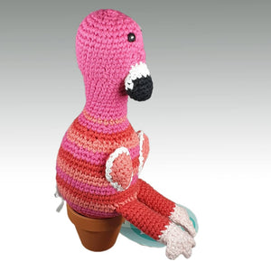 Fair Trade 'Pebblechild' Crocheted Flamingo Rattle