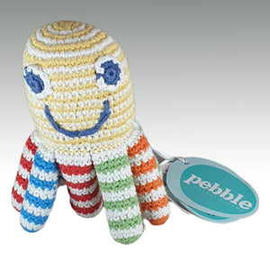 Fair Trade 'Pebblechild' Crocheted Octopus Rattle - Yellow