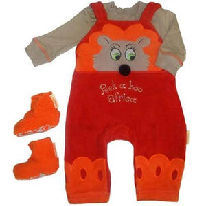 Fair Trade Romper Suit - 'Peek-A-Boo', Orange 18-24m