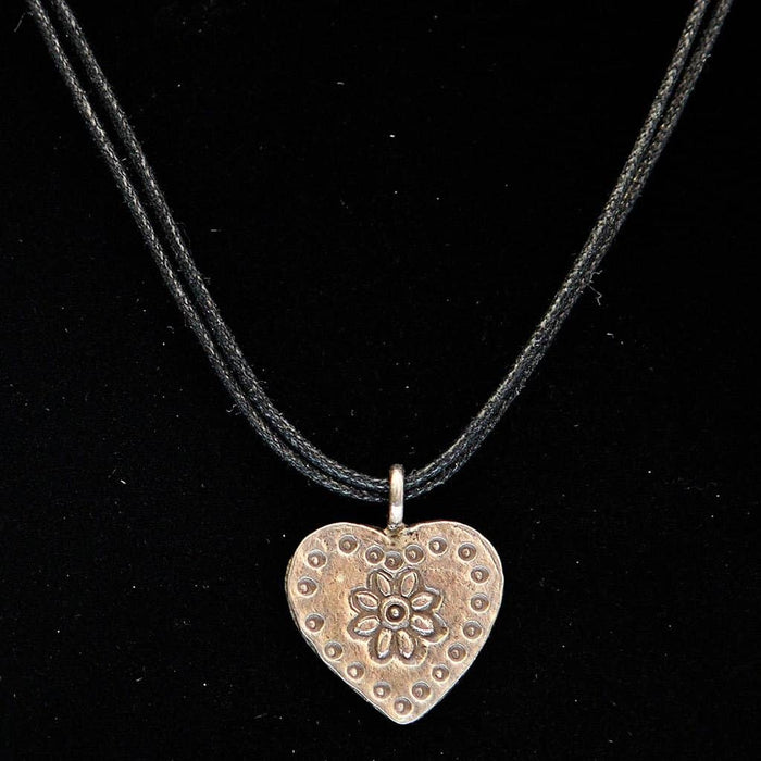 Fair Trade Silver Heart Pendant on a Cord (WSL)