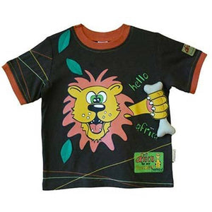 Fair Trade T-Shirt - 'Grab-a-Bone Lion' 2/3Y