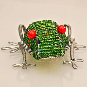 Fair Trade Wire Beaded Frog Sculpture