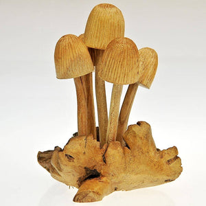 Fair Trade Wooden Sculpture - Five Toadstools