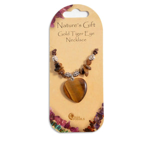 Nature's Gift Heart Necklaces - Gold Tiger Eye