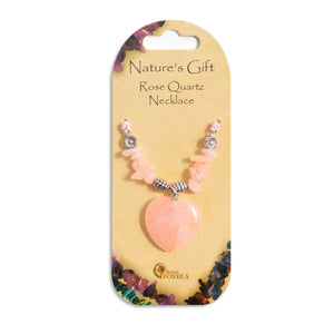 Nature's Gift Heart Necklaces - Rose Quartz