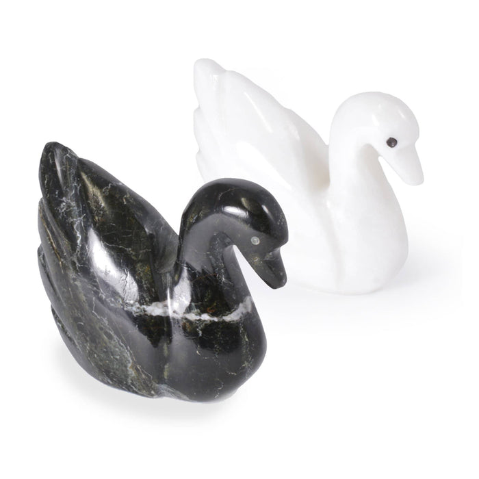 Small Carved White Onyx Swan (3")