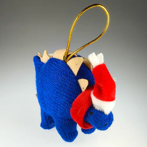 Knitted Blue Stegosaurus Hanging Christmas Decoration (Small)