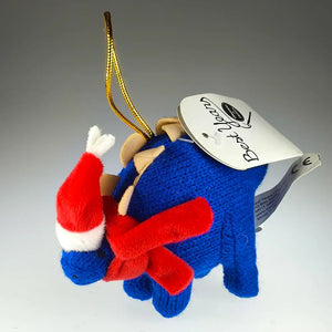 Knitted Blue Stegosaurus Hanging Christmas Decoration (Small)