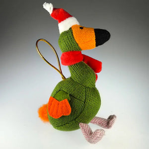 Knitted Green Dodo Hanging Christmas Decoration (Small)