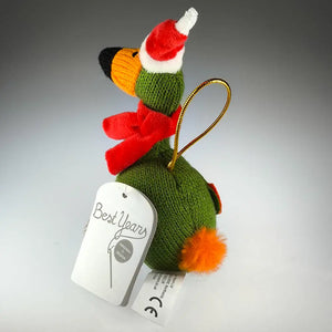 Knitted Green Dodo Hanging Christmas Decoration (Small)