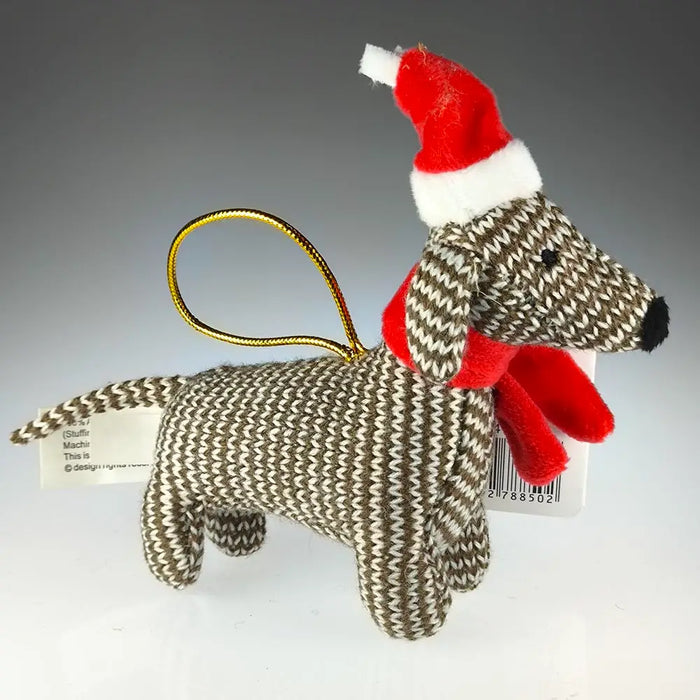 Knitted Sausage Dog Hanging Christmas Decoration (Small) (WSL)