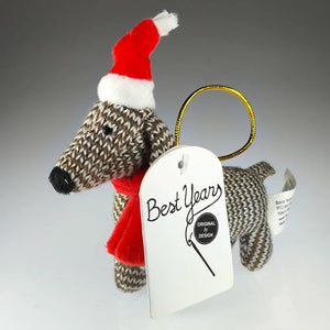 Knitted Sausage Dog Hanging Christmas Decoration (Small)