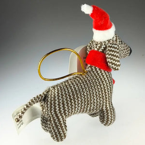 Knitted Sausage Dog Hanging Christmas Decoration (Small)