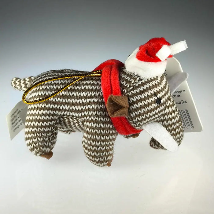 Knitted Woolly Mammoth Hanging Christmas Decoration (Small) (WSL)