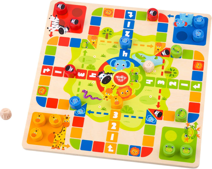 2-in-1 Wooden Ludo and Snakes & Ladders Game