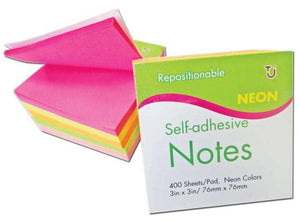 76mm x 76mm Neon Notes Cube - 400 Sheets