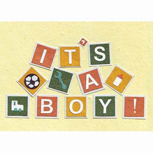 Fair Trade New Baby Boy Card - 'Pile Them Up, Boys!'