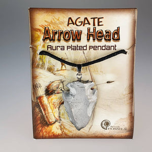 Agate Arrowhead on a Cord Necklace - Silver Aura Plated