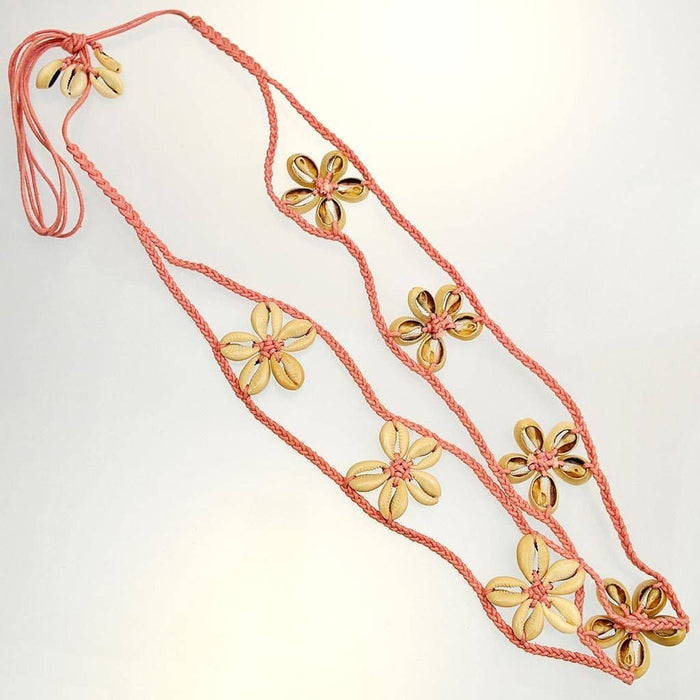 Fair Trade Belt - Cotton Cord with Shells - Pink (WSL)