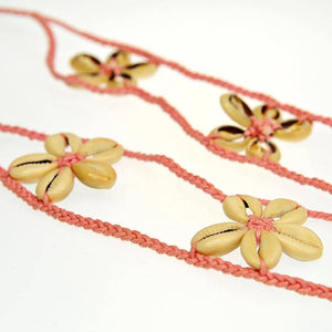 Fair Trade Belt - Cotton Cord with Shells - Pink