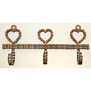 Fair Trade Bicycle Chain Coathook - 3 Small Hearts