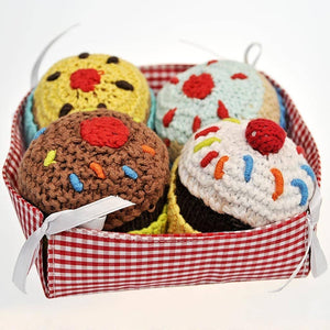 Fair Trade Box of Four Crocheted Cupcake Rattles