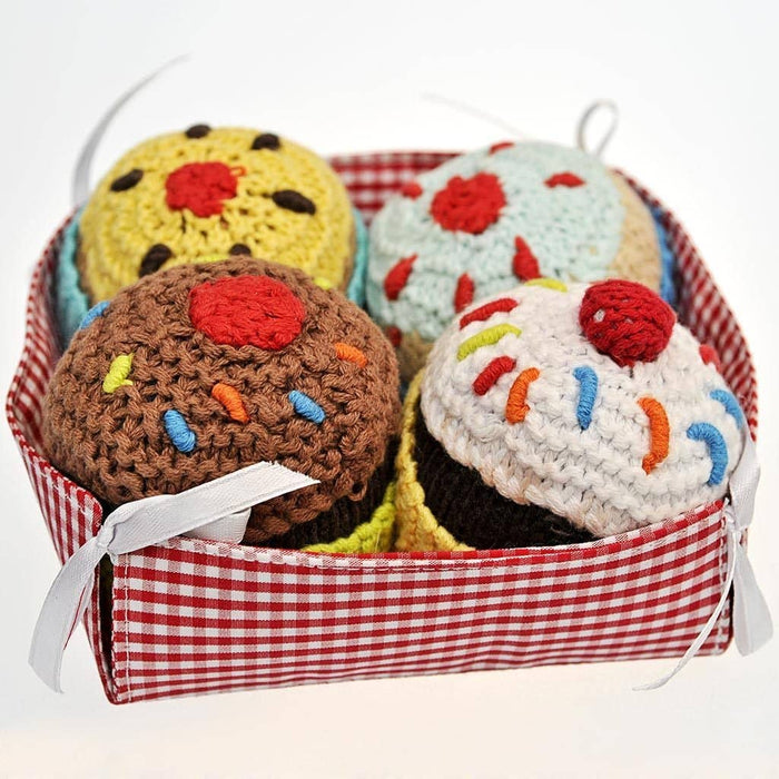 Fair Trade Box of Four Crocheted Cupcake Rattles (WSL)