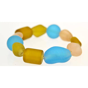 Fair Trade Bracelet - Recycled Glass - Blues, Yellows, Pinks