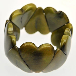 Fair Trade Bracelet - Tagua Hearts (Green)