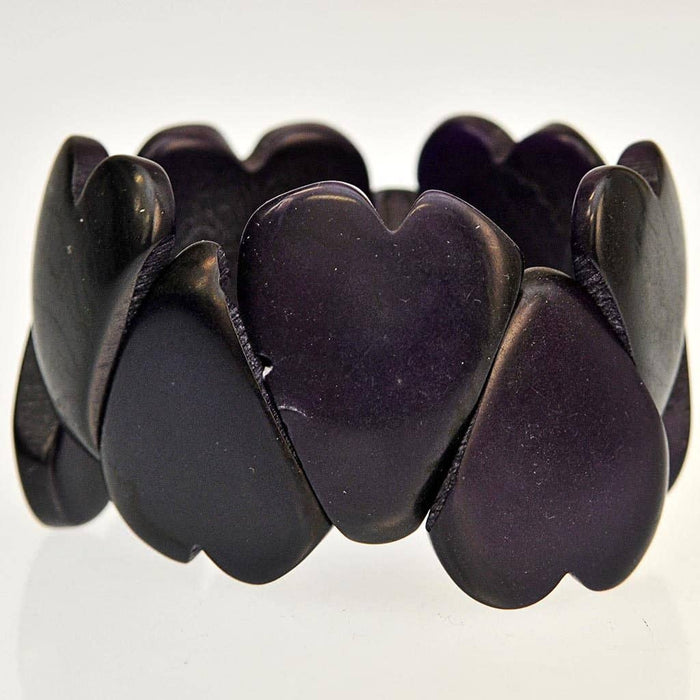 Fair Trade Bracelet - Tagua Hearts (Purple)