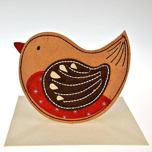 Fair Trade Christmas Card - Applique Robin