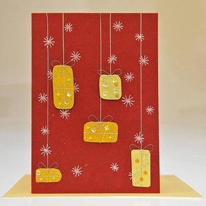 Fair Trade Christmas Card - Dangling Presents
