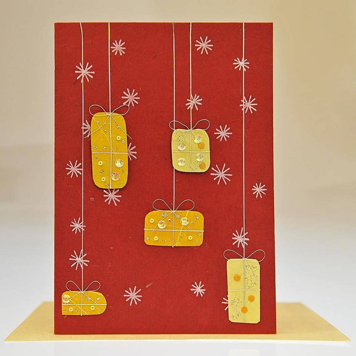 Fair Trade Christmas Card - Dangling Presents (WSL)