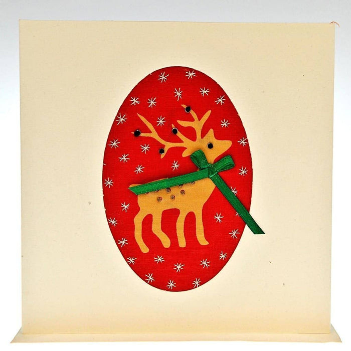 Fair Trade Christmas Card - Hand Embroidered Reindeer (WSL)