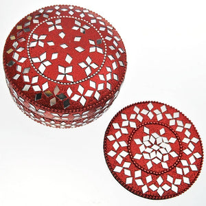 Fair Trade Coasters - Case of Six Glittery/Mirrored Coasters-Red