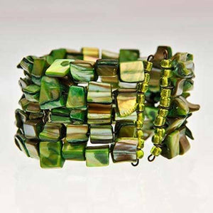 Fair Trade Coral Bead Bracelet - Green