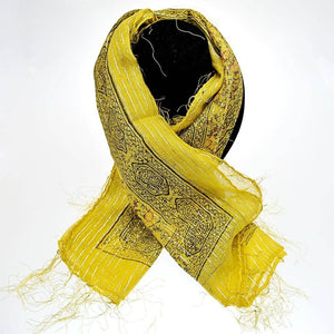 Fair Trade Cotton Printed Scarf - Yellow