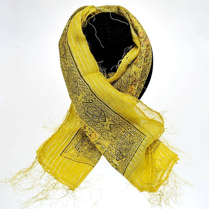 Fair Trade Cotton Printed Scarf - Yellow (WSL)