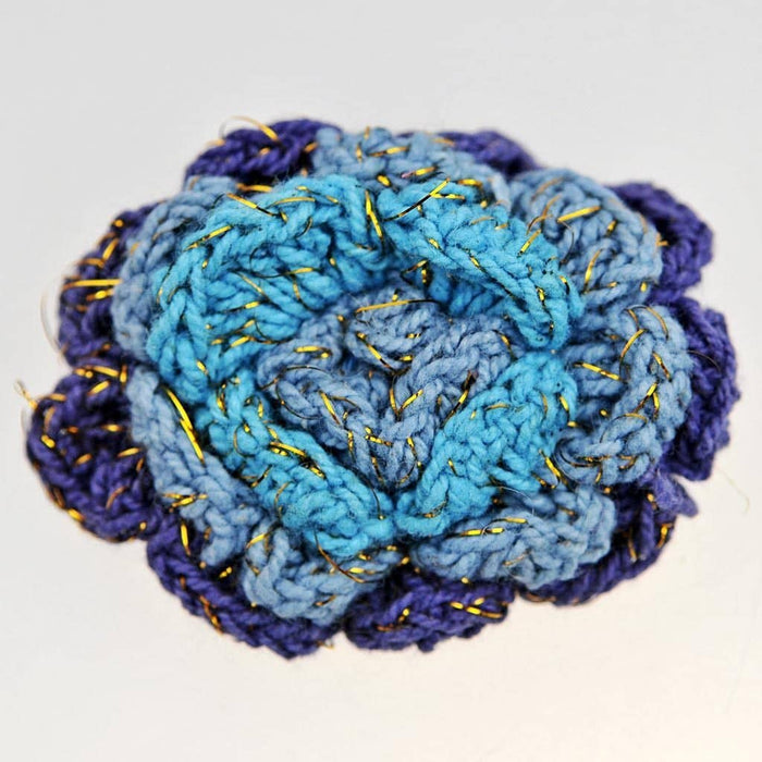 Fair Trade Crocheted Flower Brooch - Blue (WSL)